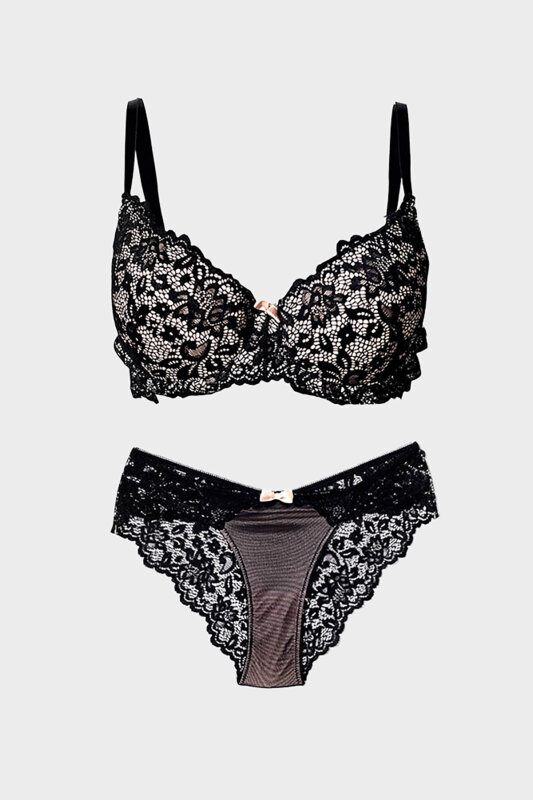 Siyah Dantelli Sütyen Külot Takım - NBB