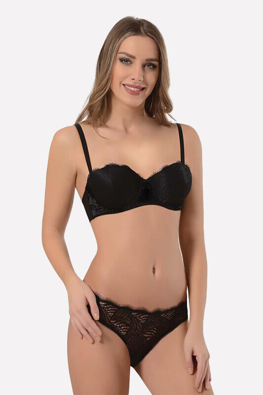 Siyah Dantelli Sütyen Külot Takımı - 1