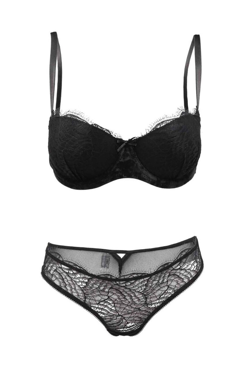 Siyah Dantelli Sütyen Külot Takımı - 2