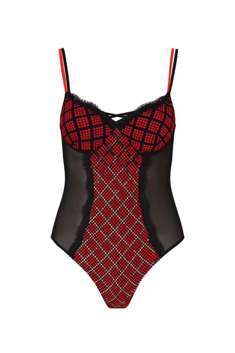 Siyah Dantelli Tül Body - 7