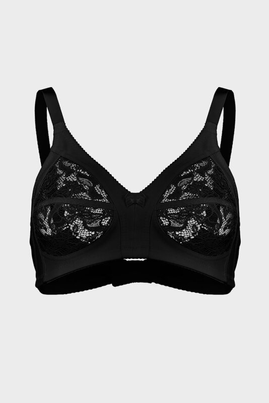 Siyah Desteksiz Toparlayıcı Dantel Sütyen - NBB