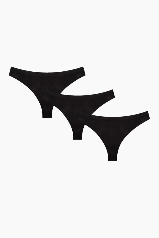 Siyah Dikişsiz 3'lü String 