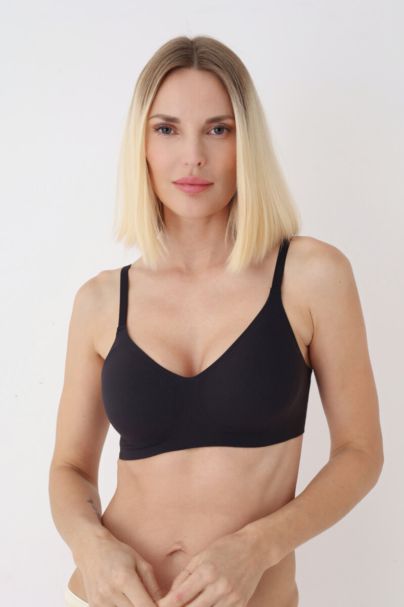 Siyah Dikişsiz Lazer Kesim Sütyen - 1