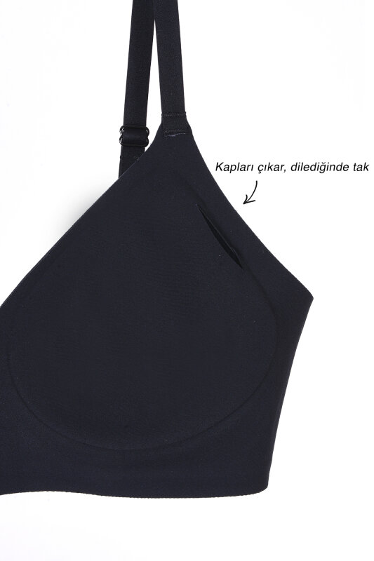 Siyah Dikişsiz Lazer Kesim Sütyen - NBB