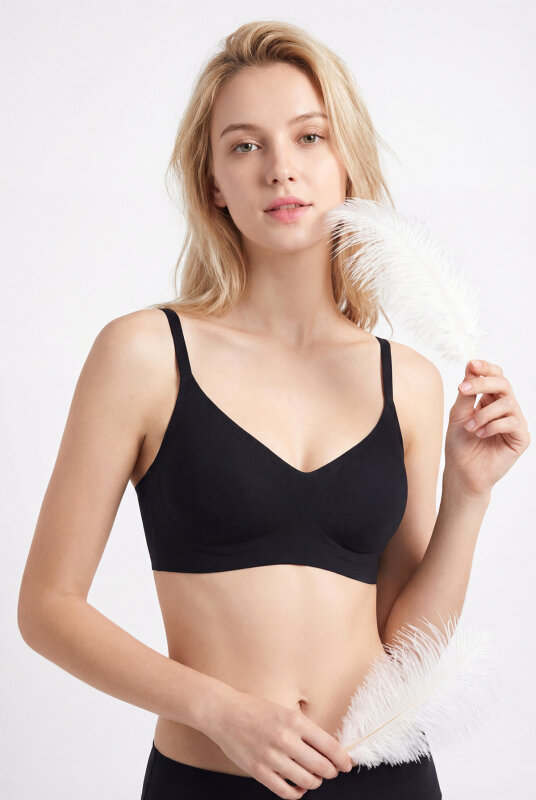 Siyah Dikişsiz Lazer Kesim Sütyen - NBB