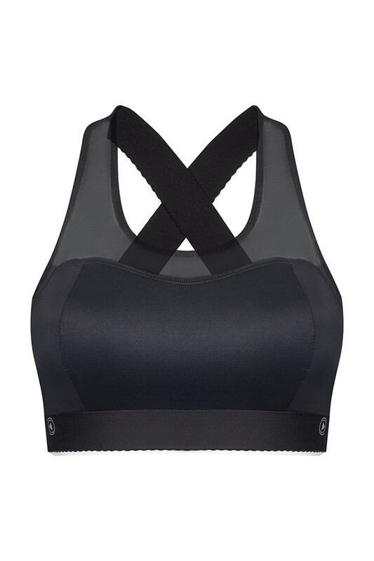 Siyah Fitness Tül File Sporcu Büstiyer - LOYA