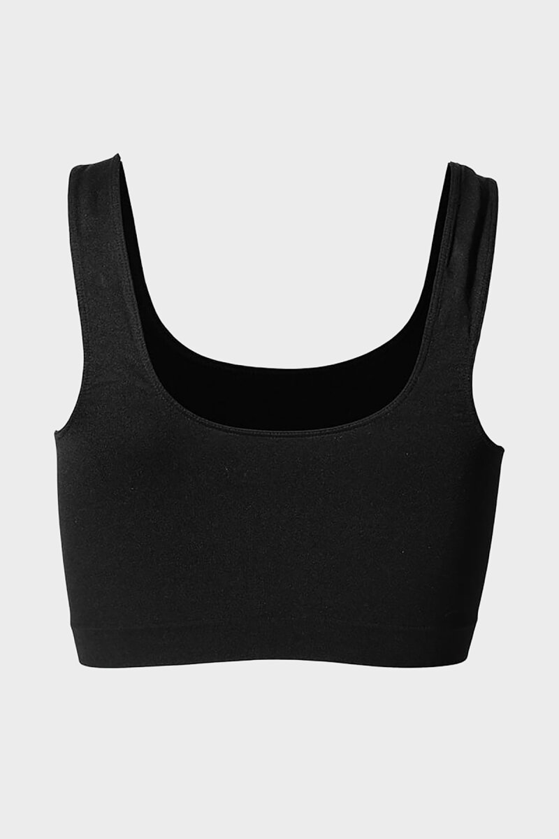 Siyah Kalın Askılı Seamless Büstiyer - 5