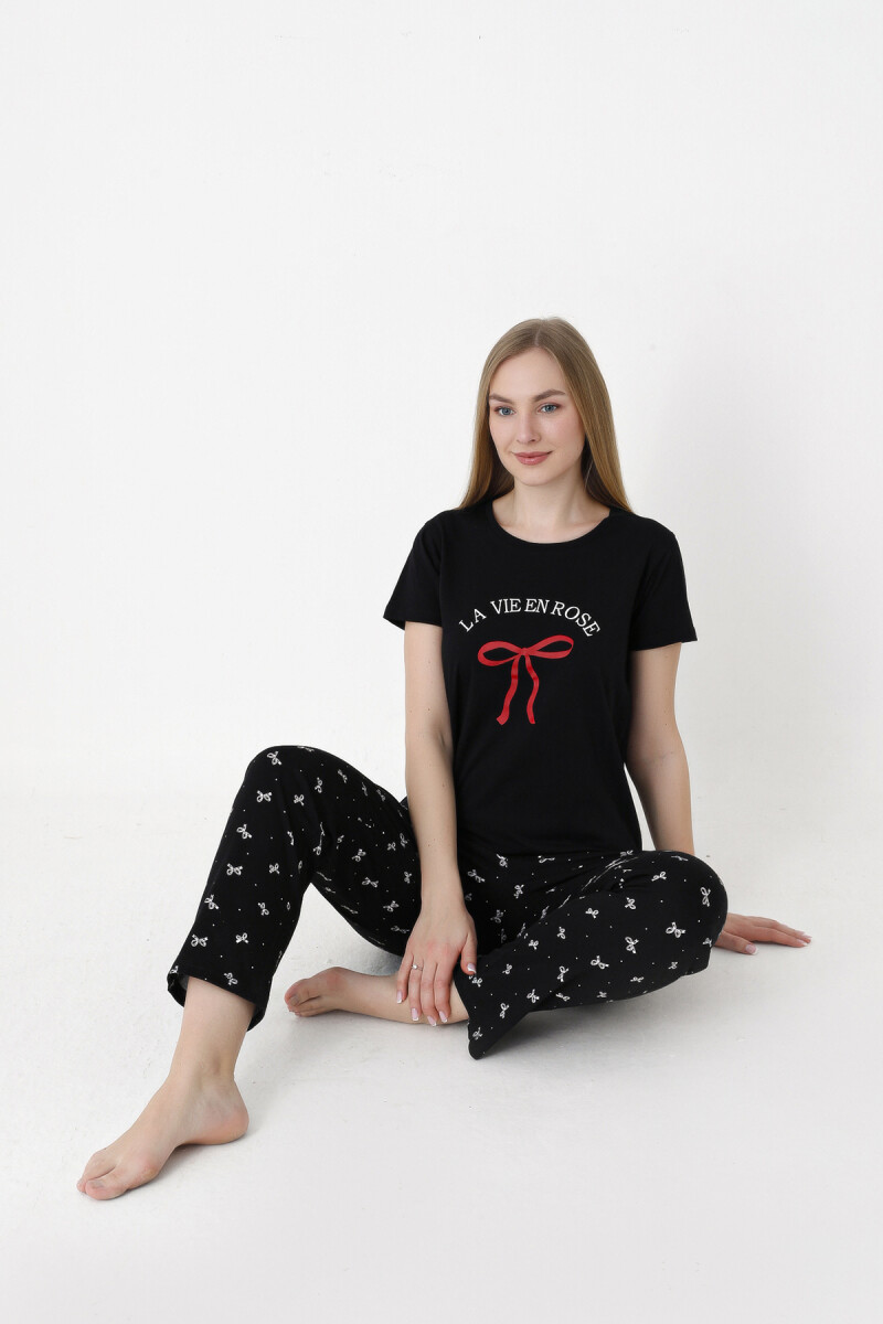 Siyah La Vie En Rose Pijama Takımı - 1
