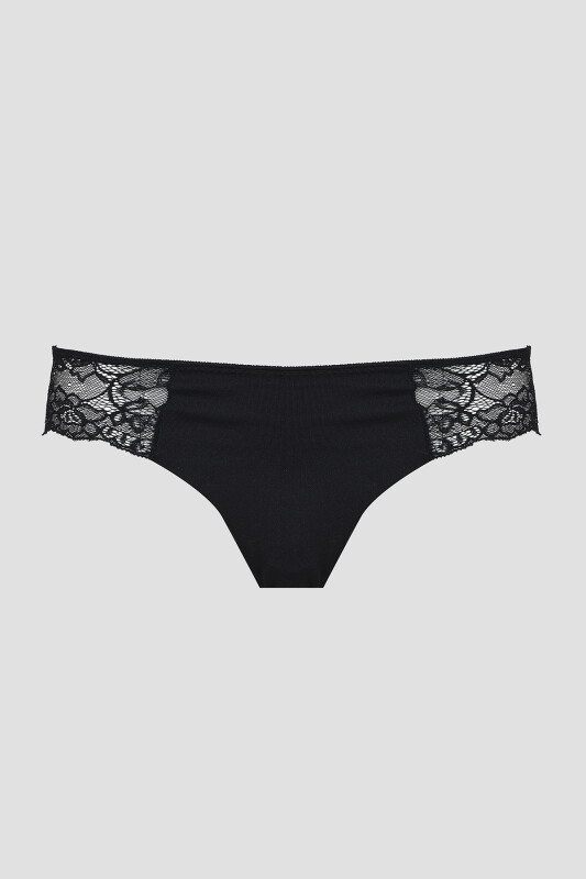 Siyah Lazer Kesim Dantelli String - NBB