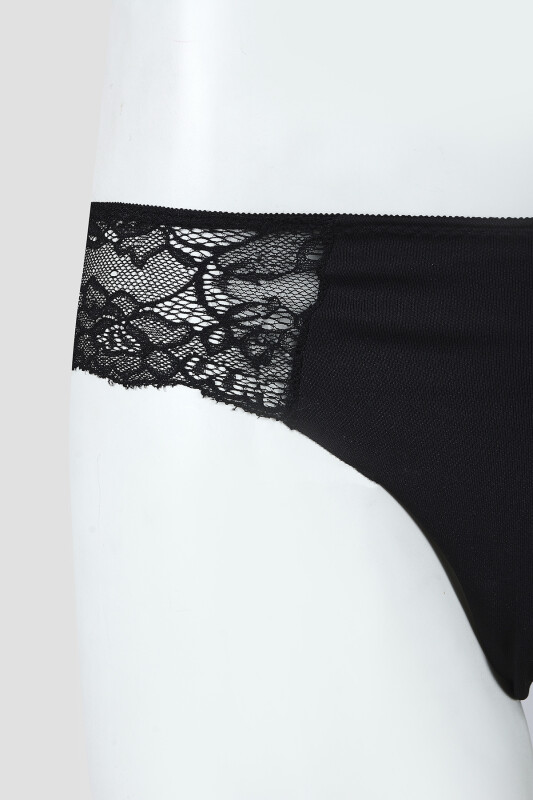 Siyah Lazer Kesim Dantelli String - NBB