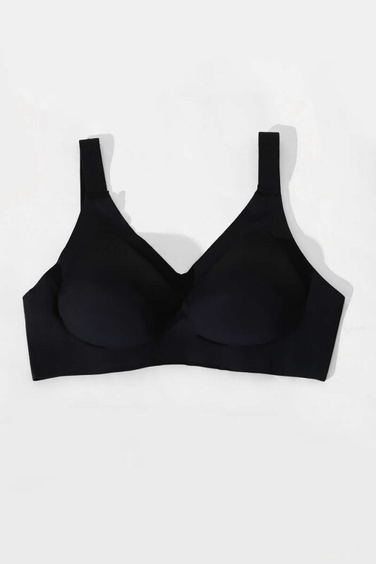 Siyah Lazer Kesim Dikişsiz Balensiz Sütyen - NBB