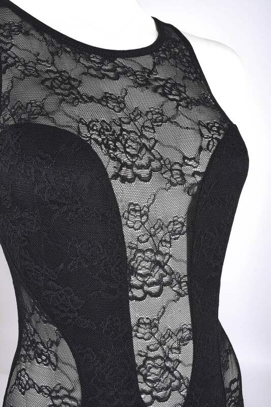 Siyah Flashy Full Dantelli Bodysuit - LOYA (1)