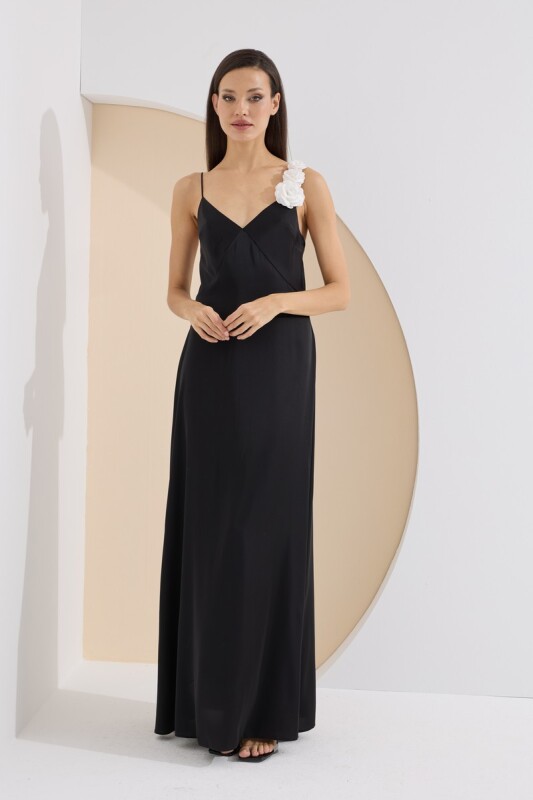 Siyah Premium Carolina Uzun Gecelik - LOYA