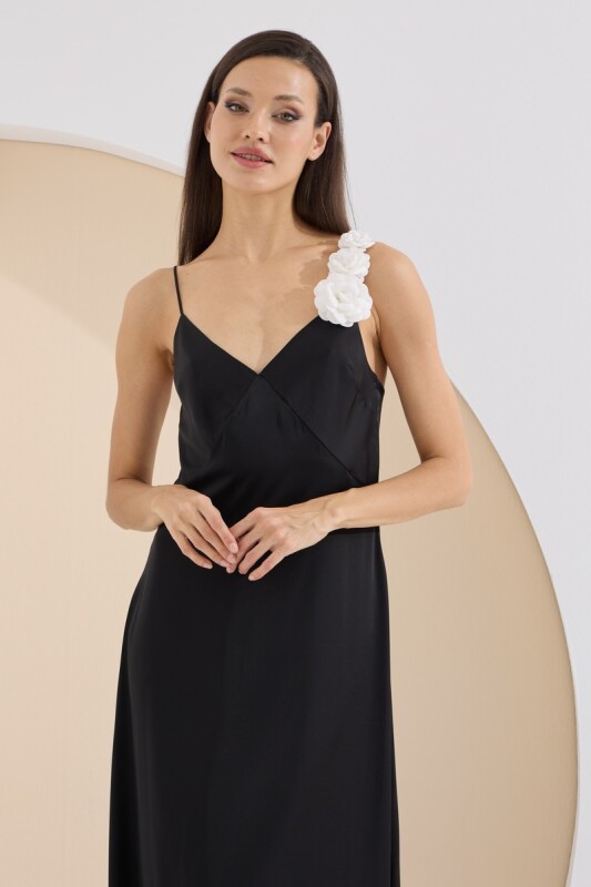 Siyah Premium Carolina Uzun Gecelik - LOYA