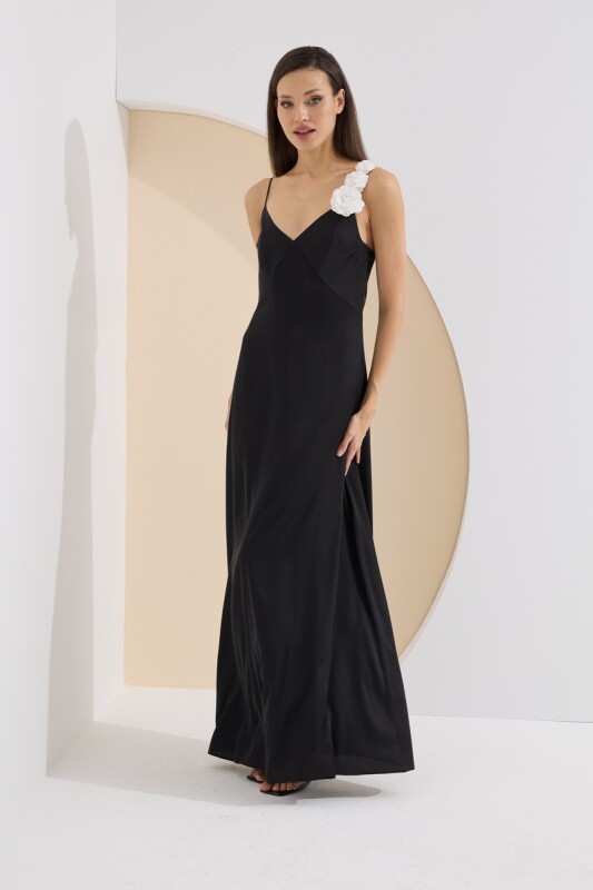 Siyah Premium Carolina Uzun Gecelik - LOYA