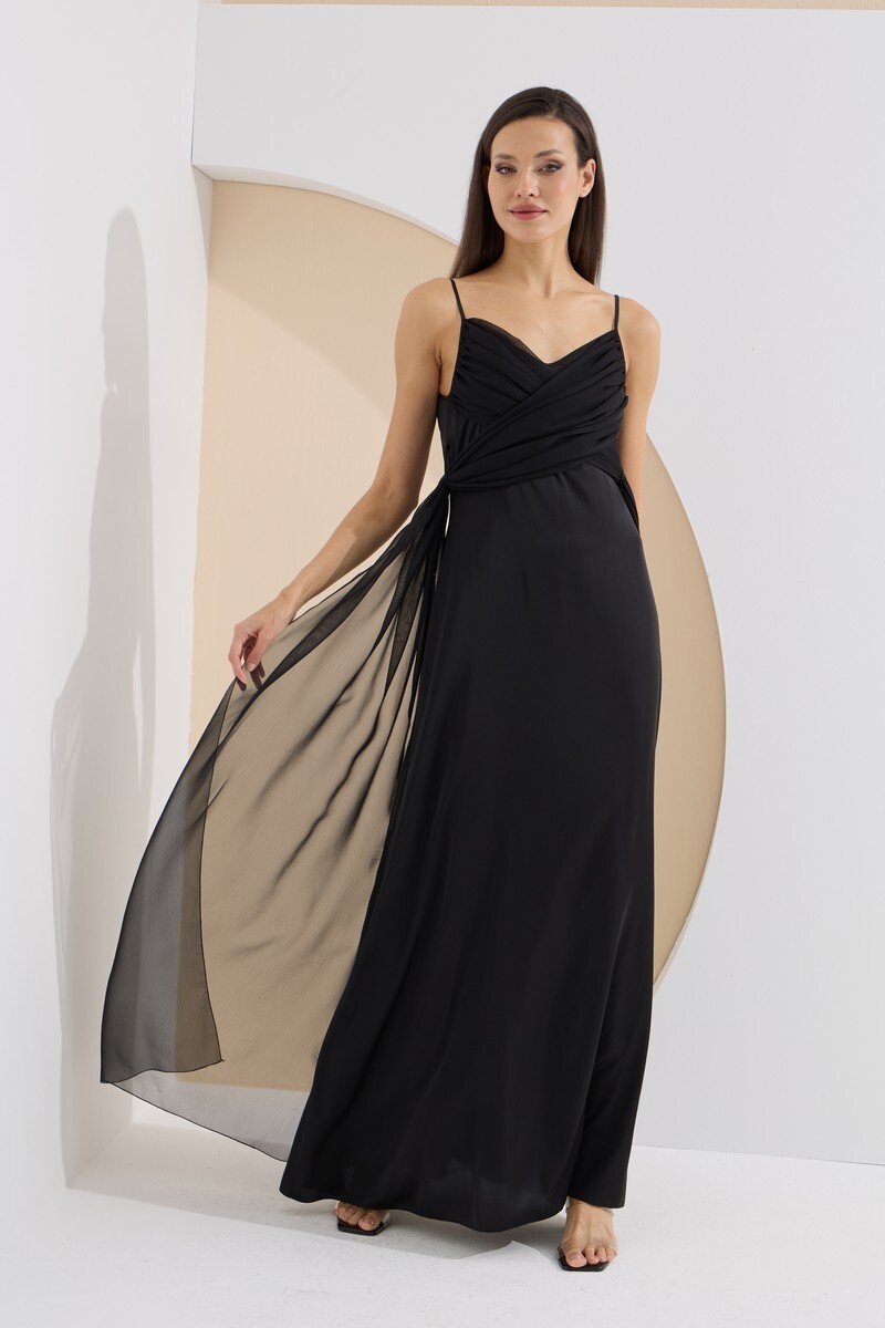 Siyah Premium Diana Uzun Gecelik - 3