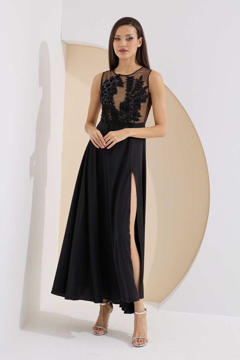 Siyah Premium Selena Uzun Gecelik - 1