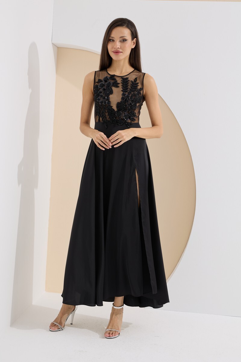 Siyah Premium Selena Uzun Gecelik - 3