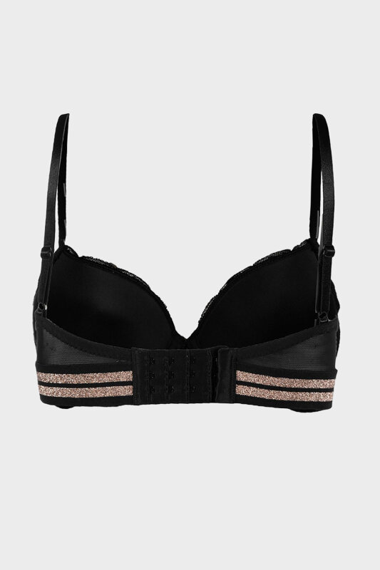 Siyah Rose Silvery Simli Hafif Destekli Sütyen Takımı - NBB