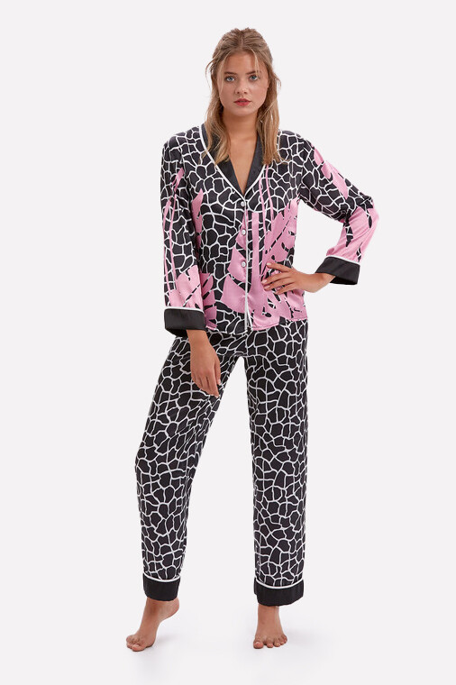 Siyah Saten Pijama Takımı - 1