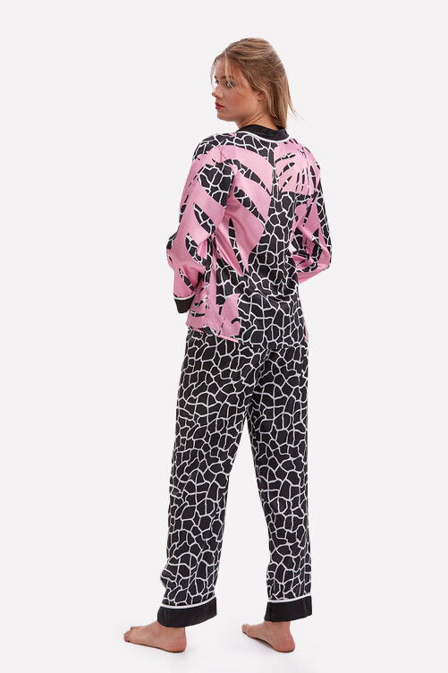 Siyah Saten Pijama Takımı - 2