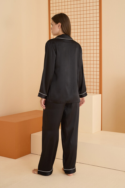 Siyah Saten Pijama Takımı - NBB