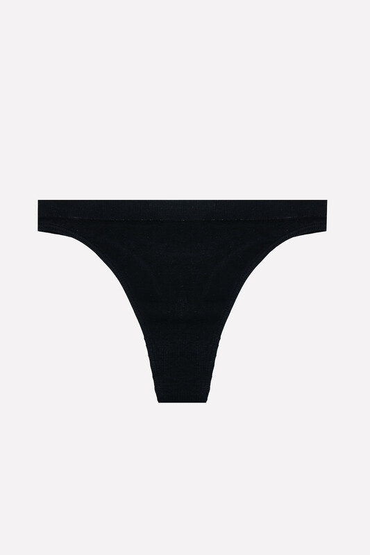 Siyah Seamless Mini String Brief - Thumbnail