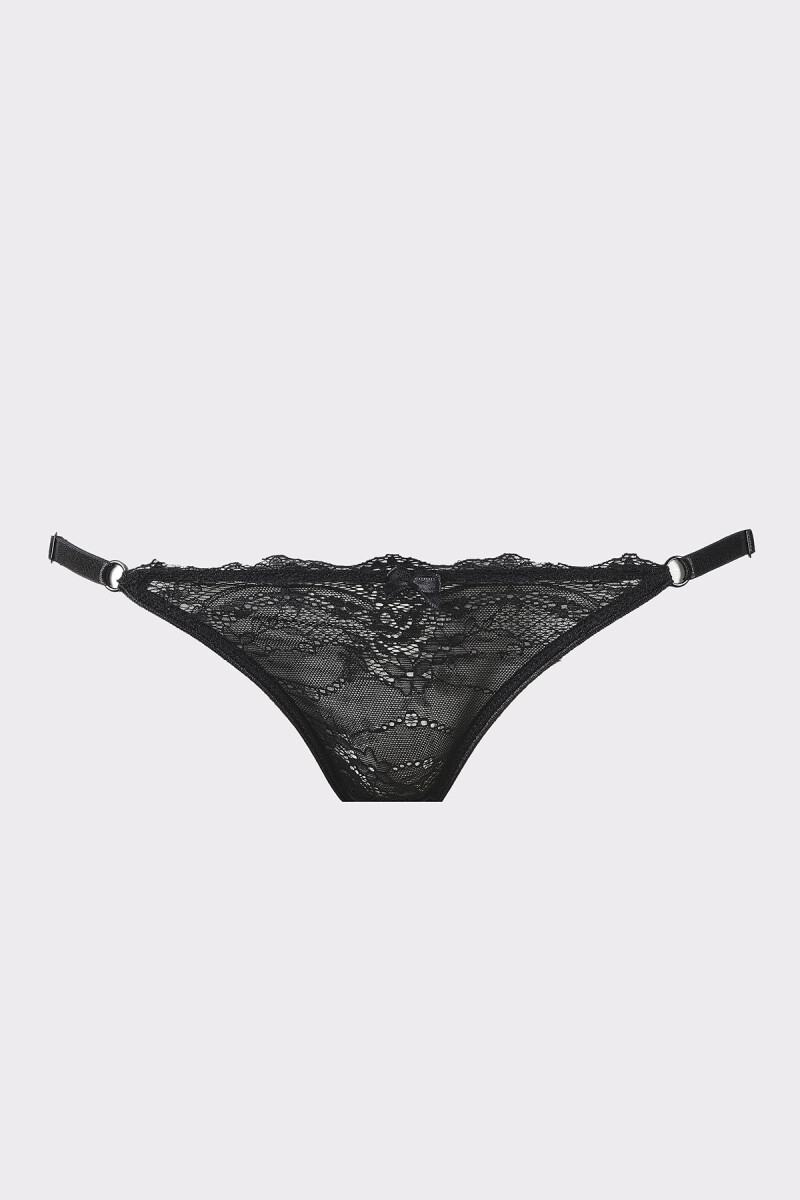 Siyah Selına Ayarlanabilir Dantelli Bikini Külot - 1