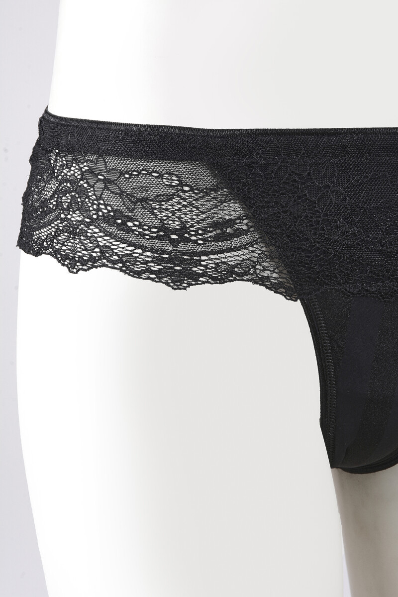 Siyah Selına Dantelli Brazil Külot - 2
