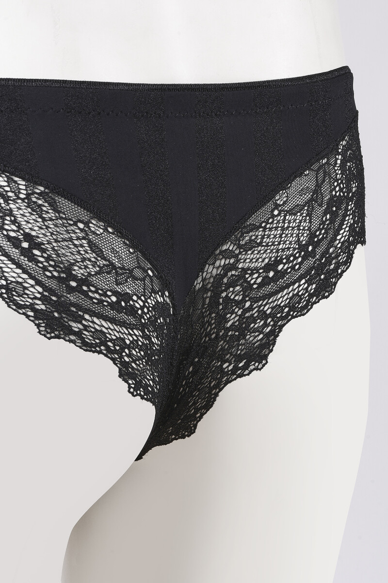 Siyah Selına Dantelli Brazil Külot - 3