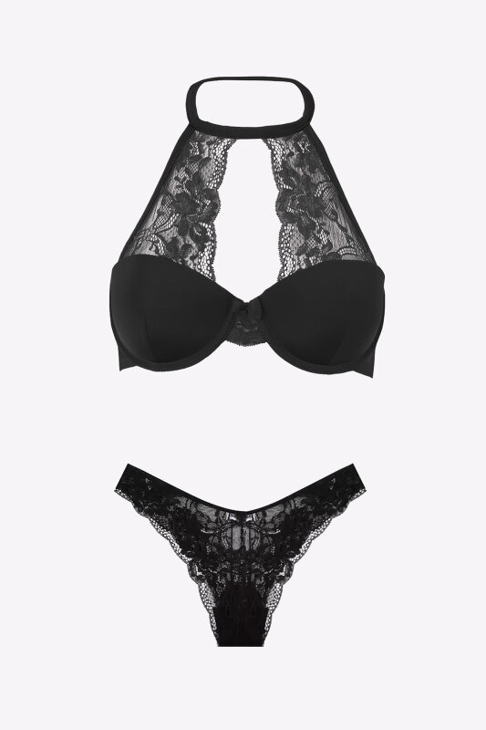 Siyah Straplez Sütyen Külot Takım - NBB