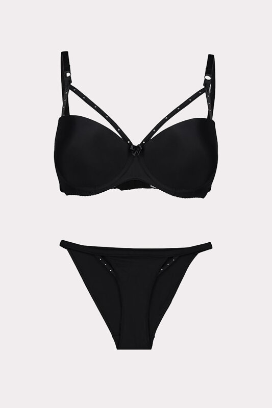 Siyah Taşlı Sütyen Külot Takımı - NBB