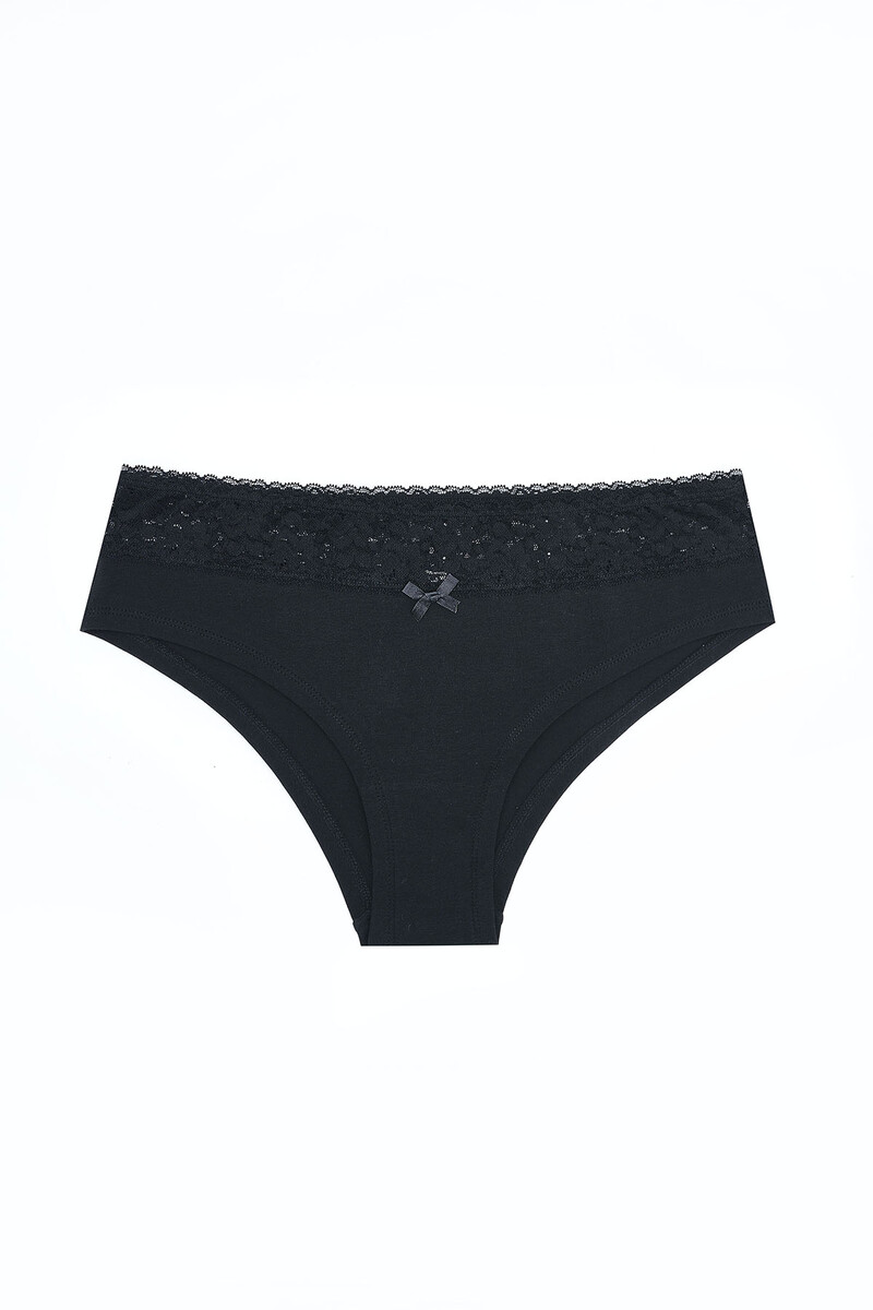 Siyah Ten Rengi Beli Dantelli 2'li Hipster Külot - 4
