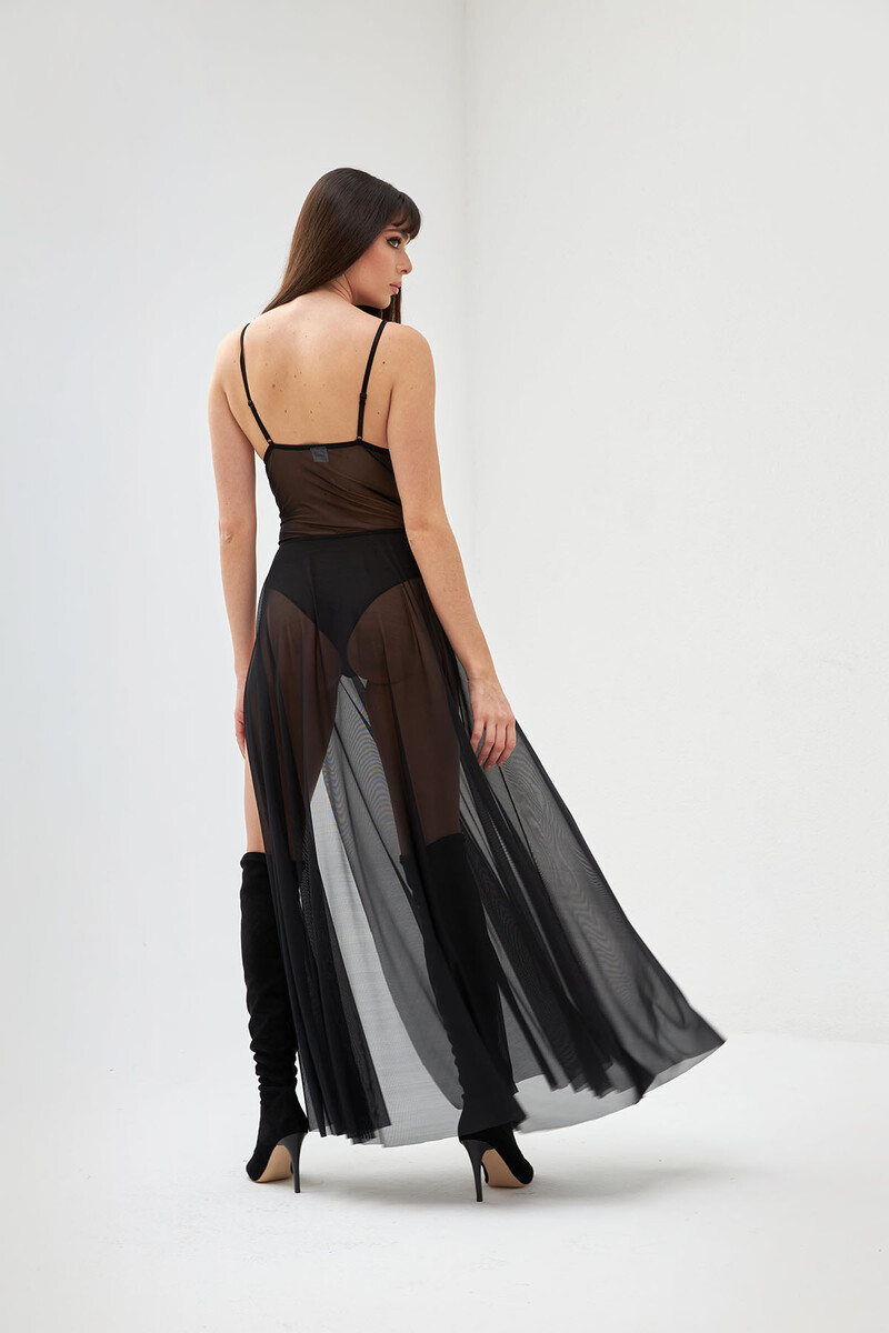 Siyah Valeur Tül Etekli Çıtçıtlı Bodysuit Takım - 3