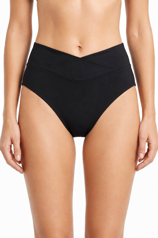 Siyah V Yüksek Bel Tek Alt Bikini - LOYA