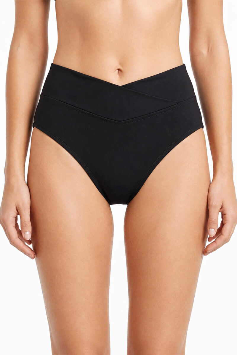 Siyah V Yüksek Bel Tek Alt Bikini - 1