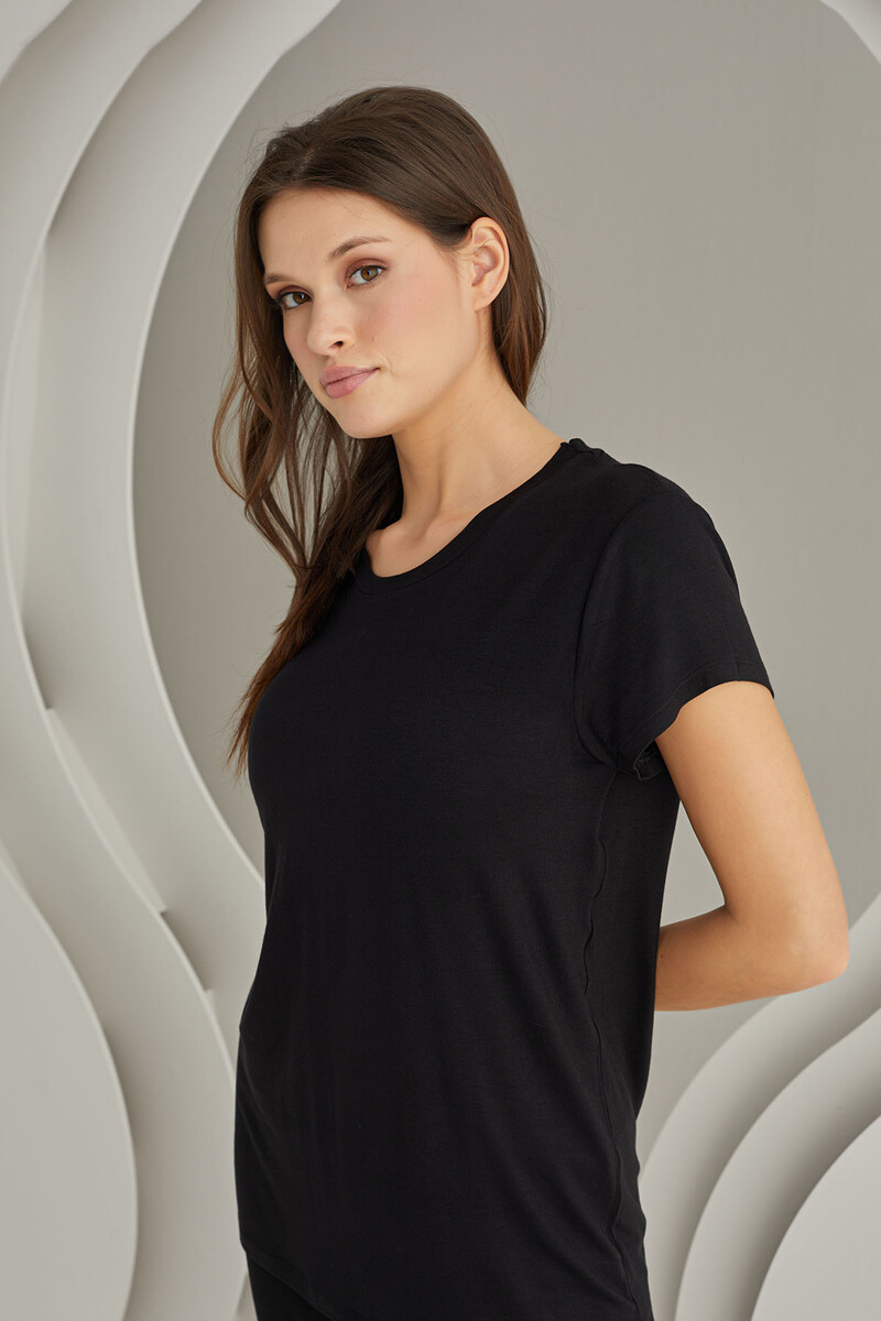 Siyah Viskon Sütyenli Pijama Takımı - 3