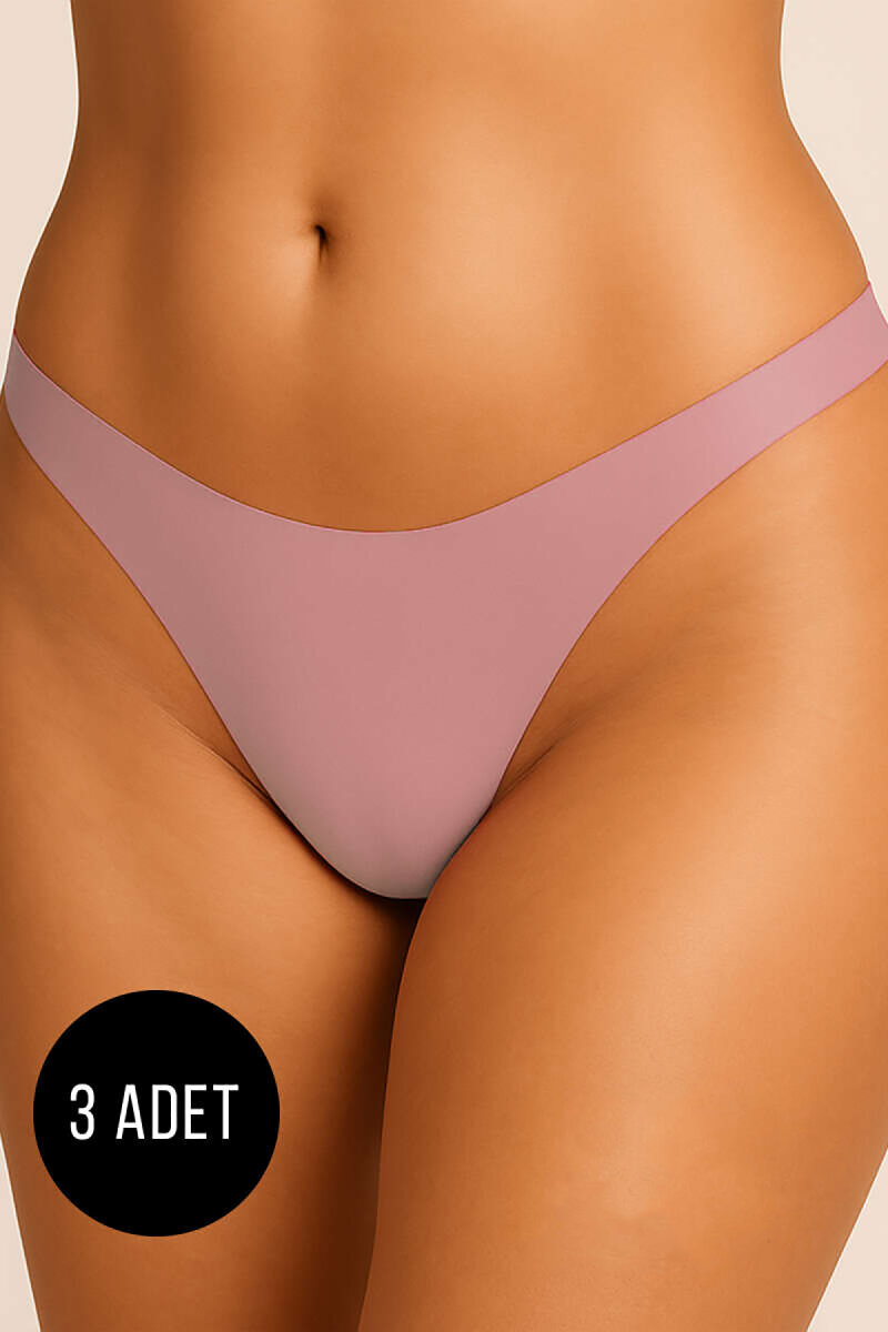 Siyah Vizon Ten Rengi 3'lü Lazer Kesim İz Yapmaz Tanga - 1