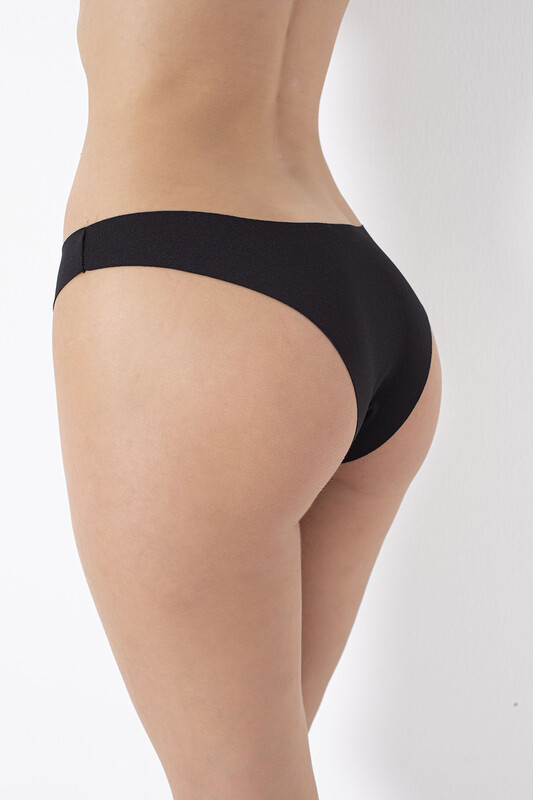 Siyah Vizon Ten Rengi 3'lü Lazer İz Yapmaz V Shape Brazillian Külot - NBB