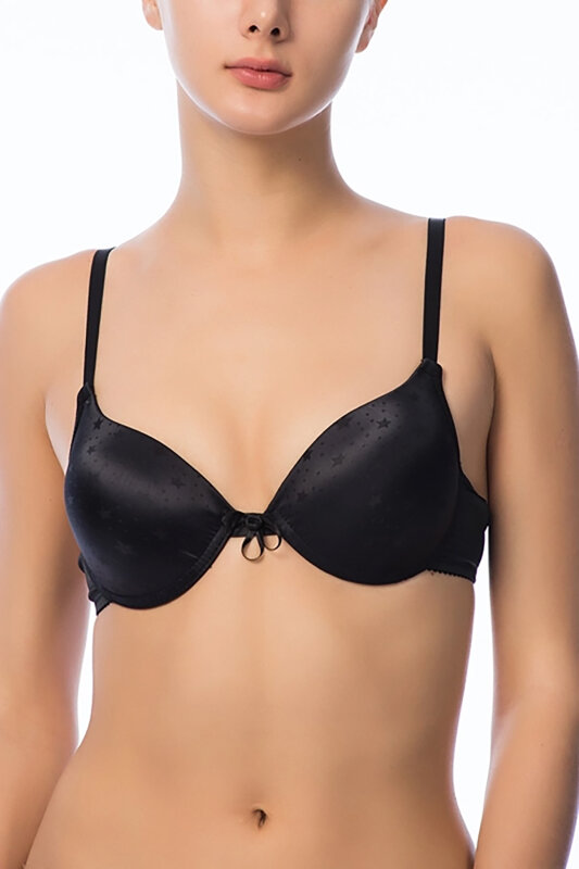Siyah Yıldız Desenli Hafif Destekli Sütyen - NBB