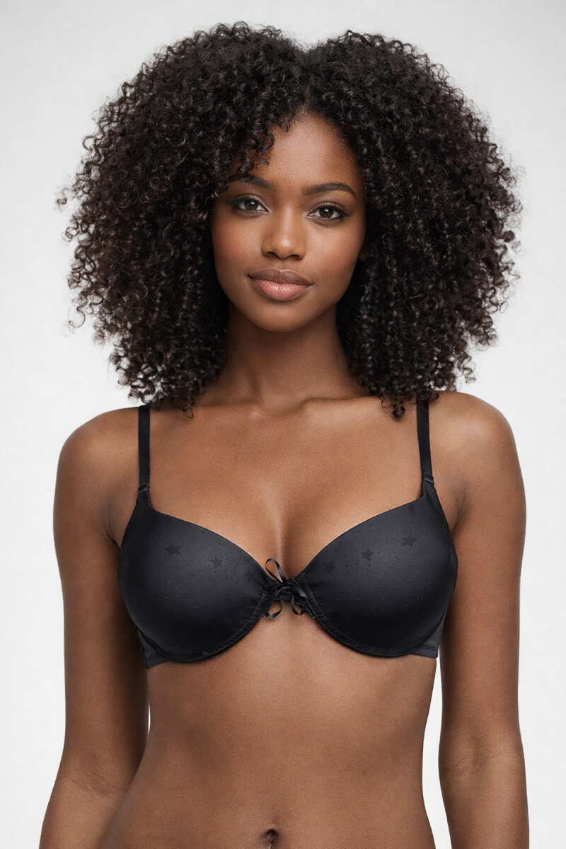Siyah Yıldız Desenli Hafif Destekli Sütyen - 2
