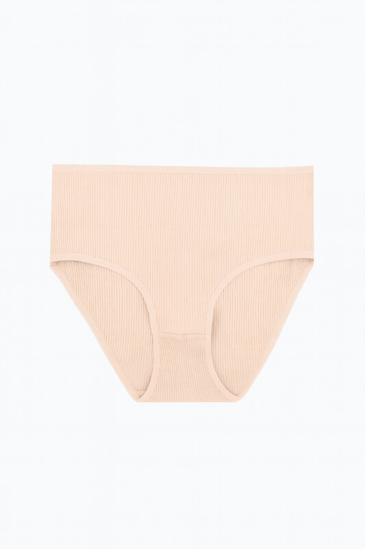 Somon Ekru Siyah 3'lü Fitilli Yüksel Bel Külot - NBB