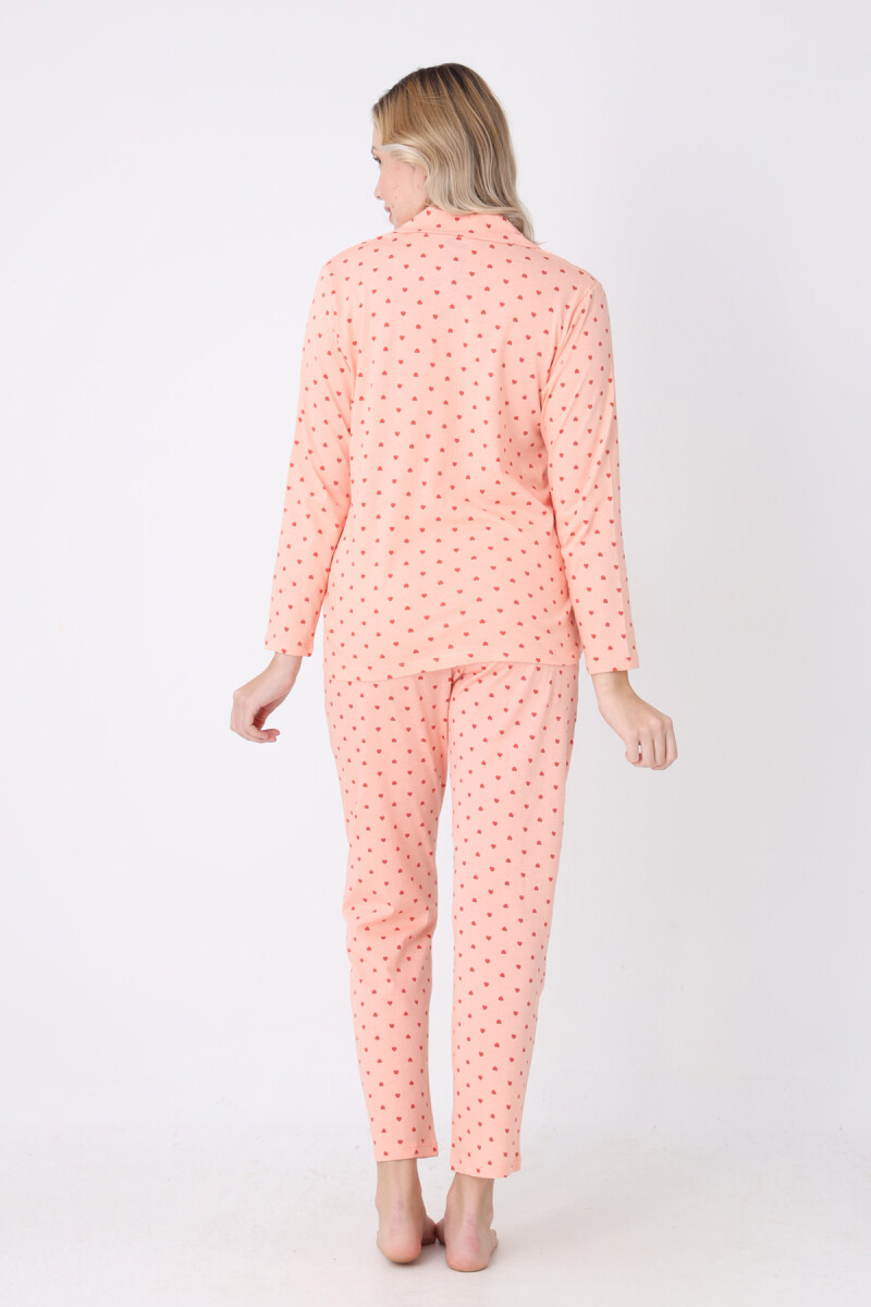 Somon Hearts Önden Düğmeli Pijama Takım - 2