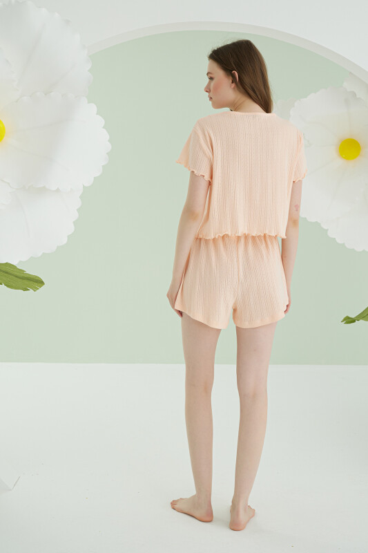 Somon Önden Düğmeli Crop Şort Takım - NBB