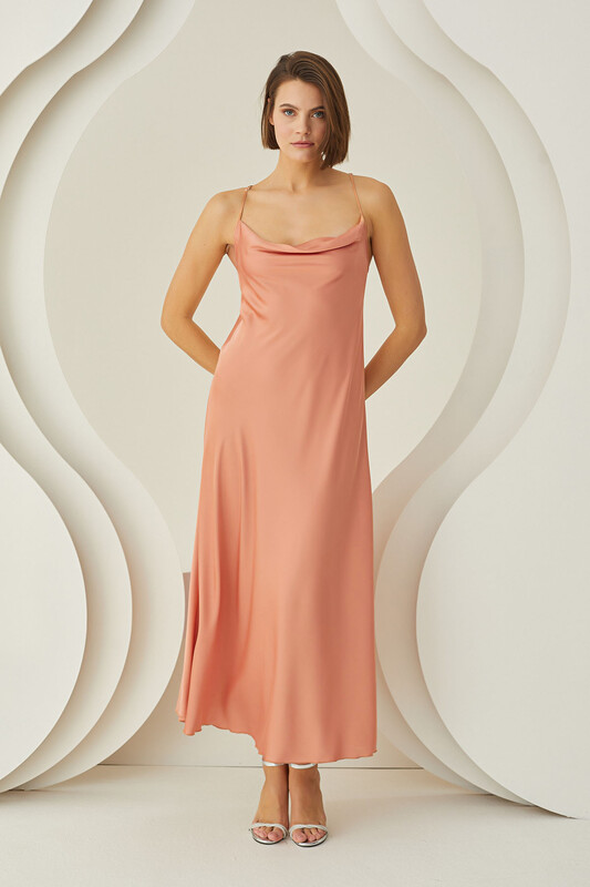 Somon Silky Saten Uzun Tek Gecelik - NBB