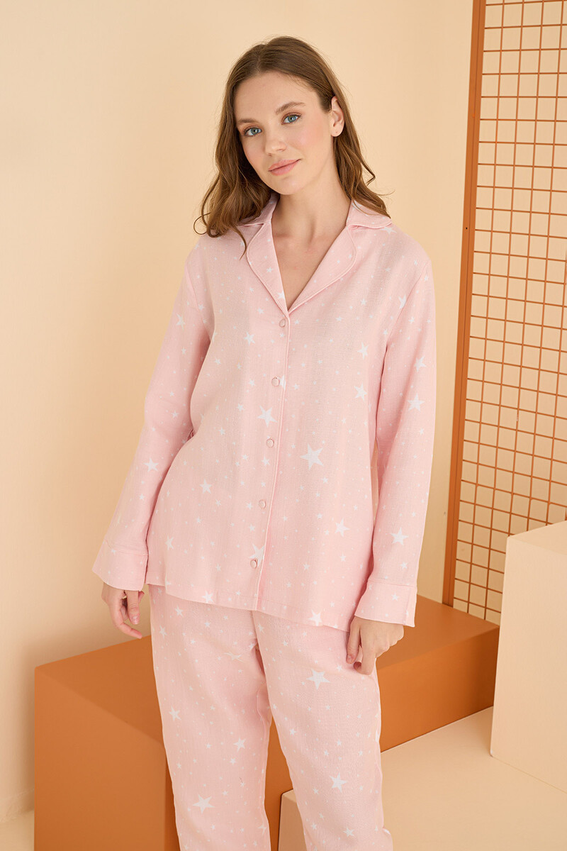 Somon Star Önden Düğmeli Pijama Takımı - 3