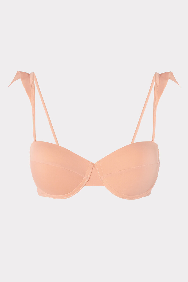 Somon Volanlı Hafif Destekli Tek Üst Bikini - 1