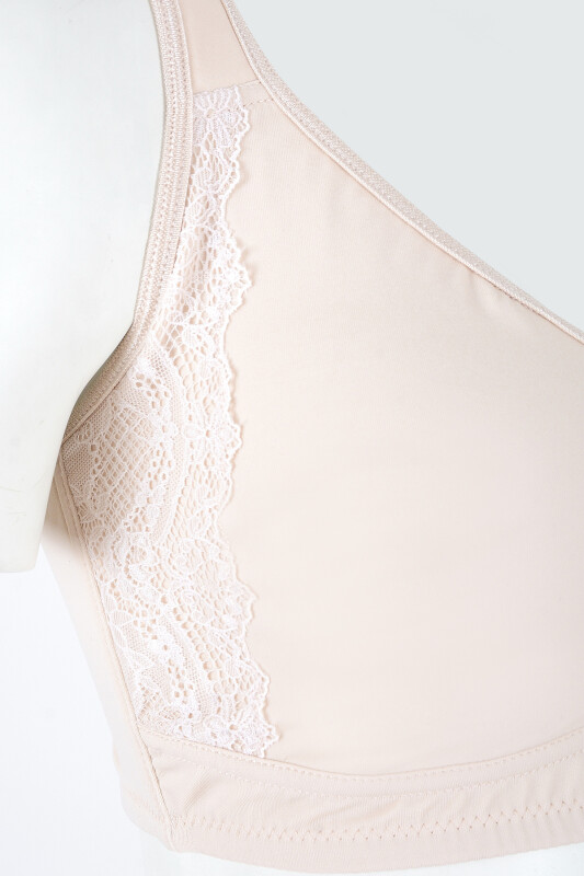 Taş Rengi Dantel Detaylı Toparlayıcı Sütyen - LOYA (1)