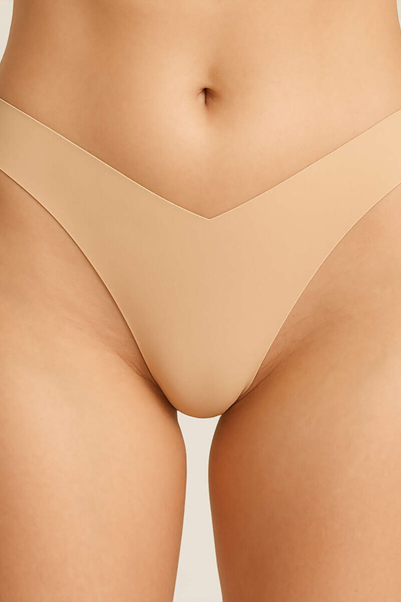 Ten Bordo Cappuccino 3'lü Lazer İz Yapmaz V Shape Brazillian Külot - 3