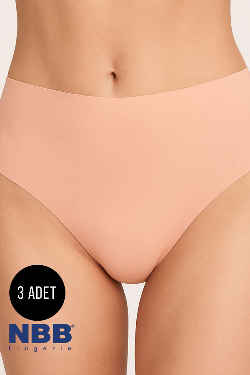 Ten Bordo Cappuccino 3'lü Lazer İz YapmazYüksek Bel Külot - 1
